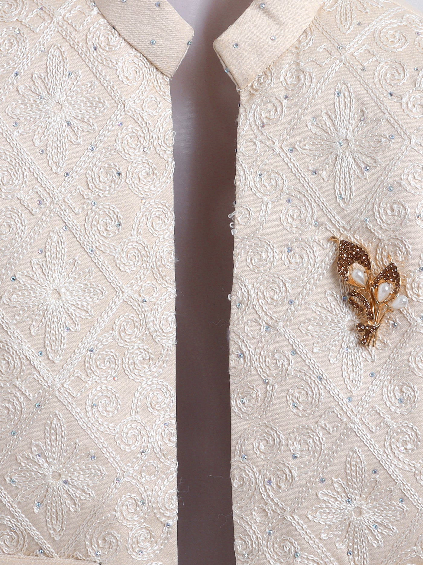 Boys Stone Embellished Embroidered Sherwani Set