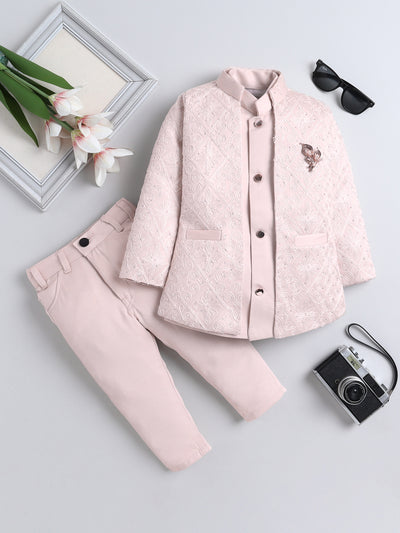 Boys Stone Embellished Embroidered Sherwani Set