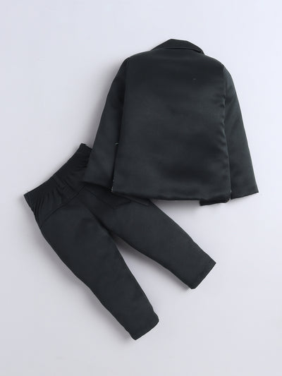 Boys Sequins Embellished Embroidered 3 Piece Suit Set With Bow