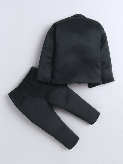 Boys Vine Motifs 3 Piece Suit Set With Bow