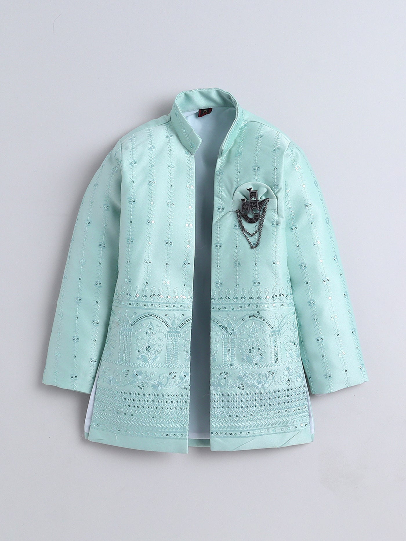 Boys Sequins Embellished Embroidered Sherwani Set