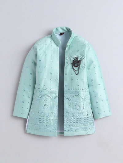 Boys Sequins Embellished Embroidered Sherwani Set