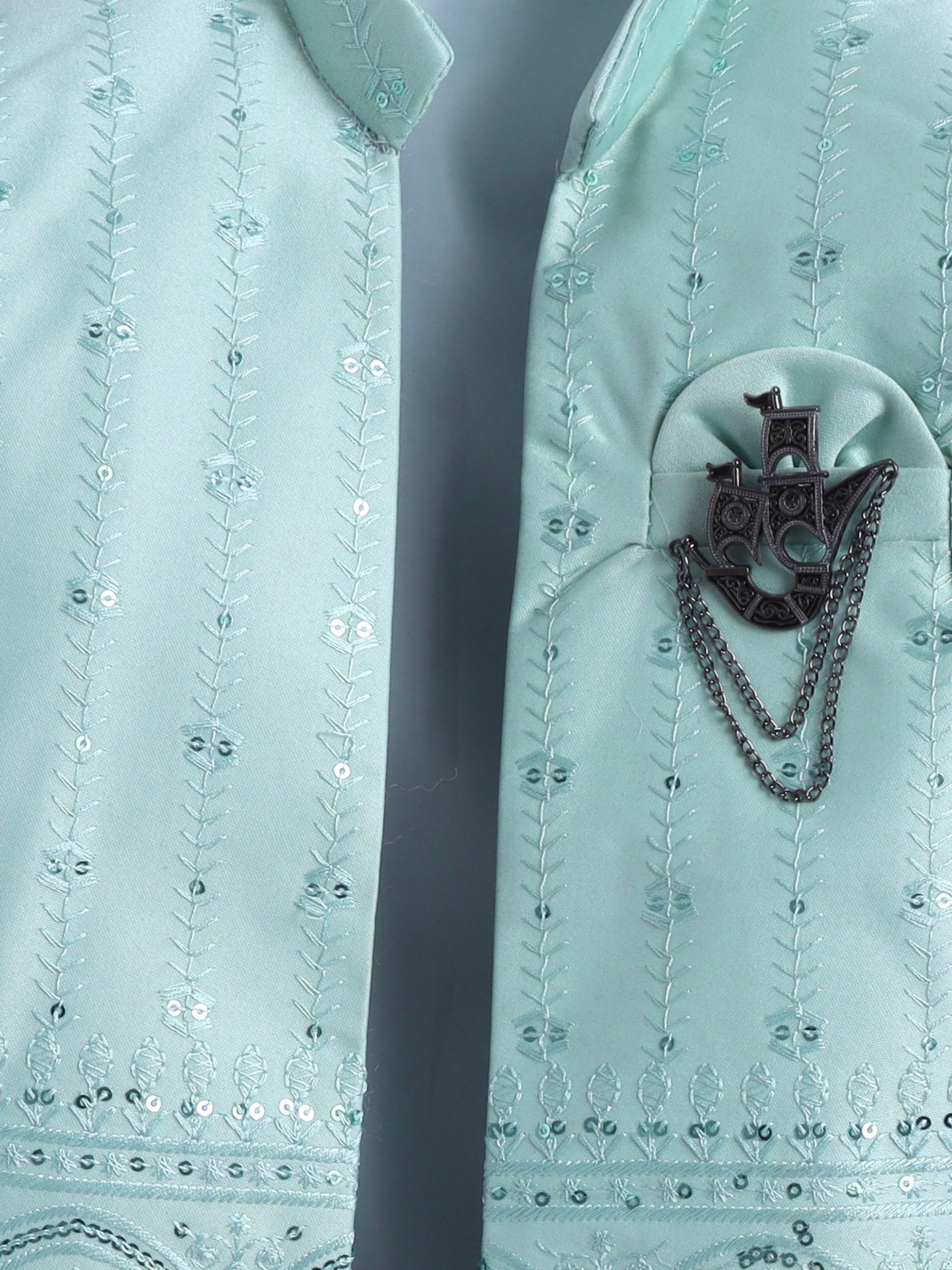 Boys Sequins Embellished Embroidered Sherwani Set