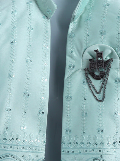 Boys Sequins Embellished Embroidered Sherwani Set