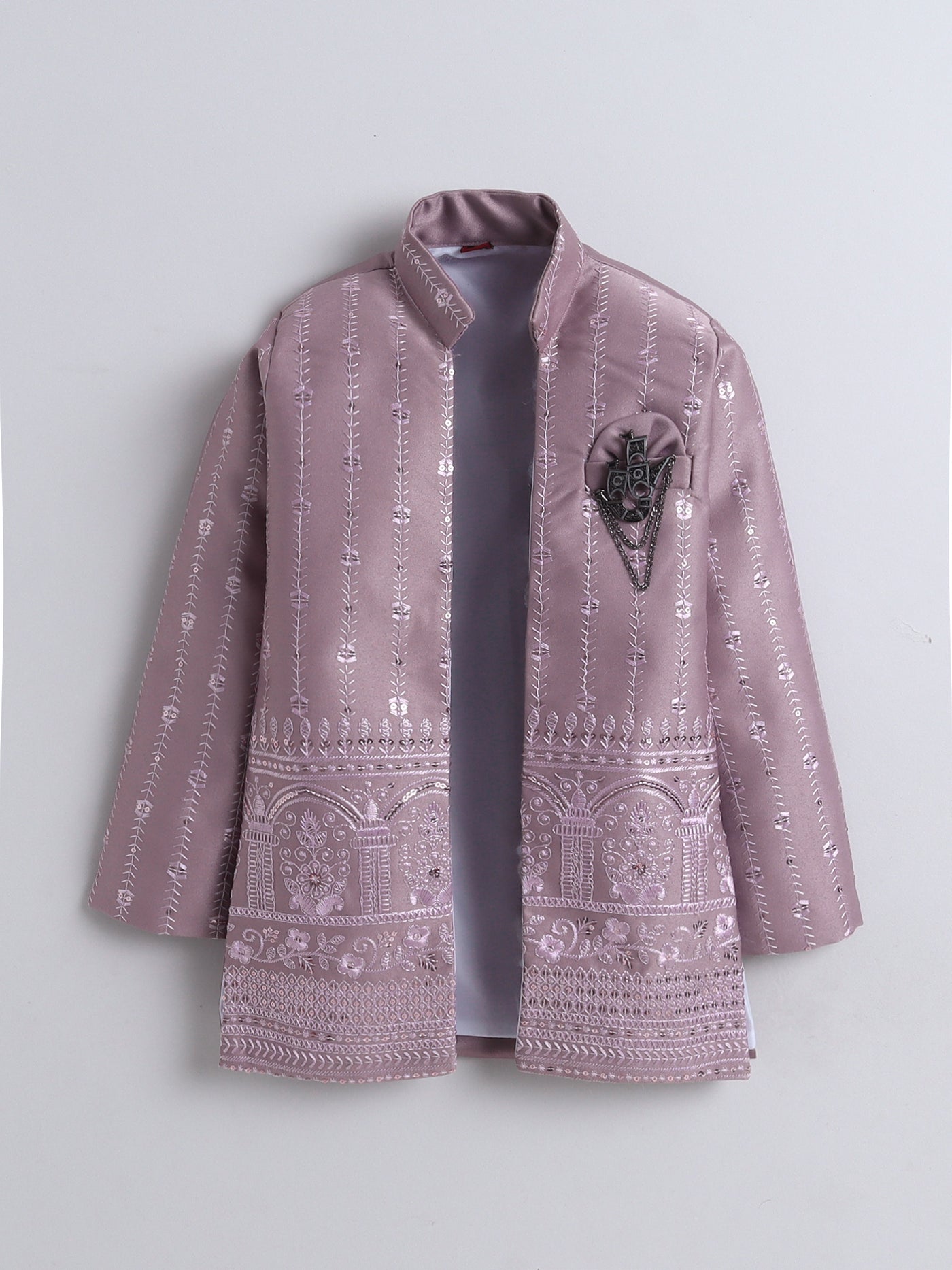 Boys Sequins Embellished Embroidered Sherwani Set