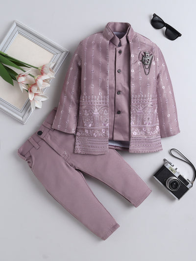 Boys Sequins Embellished Embroidered Sherwani Set