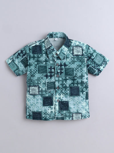 Boys Cotton Blend Printed Half Sleeves Shirt