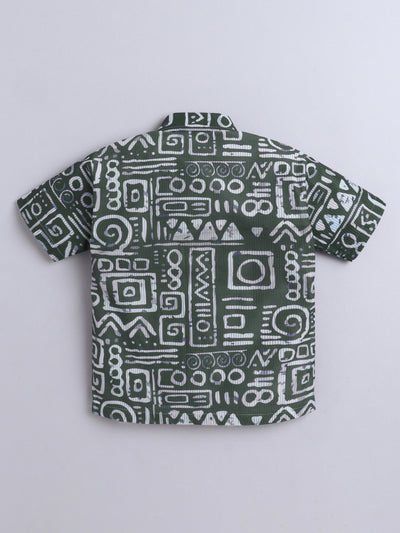 Boys Cotton Blend Printed Half Sleeves Shirt