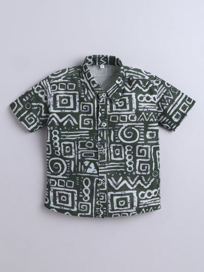 Boys Cotton Blend Printed Half Sleeves Shirt