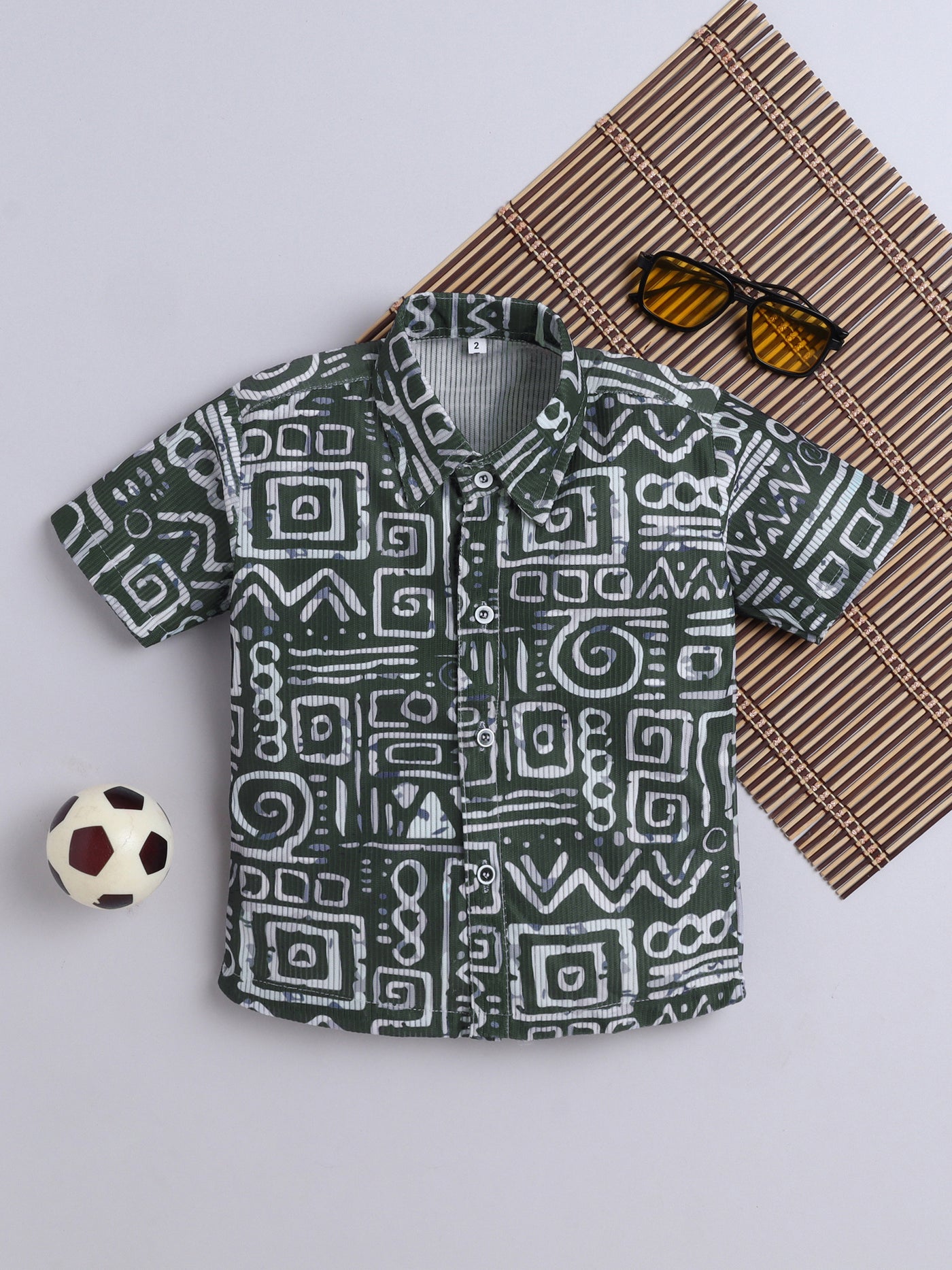 Boys Cotton Blend Printed Half Sleeves Shirt