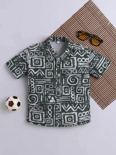 Boys Cotton Blend Printed Half Sleeves Shirt