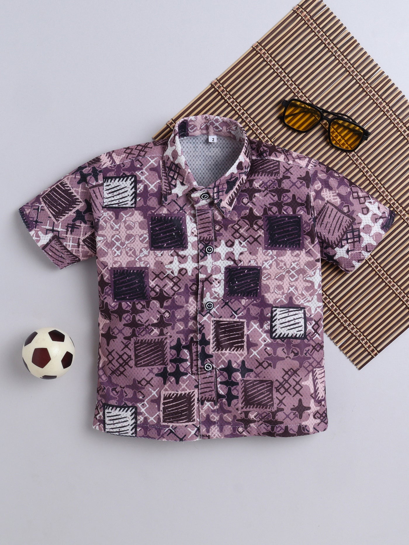 Boys Cotton Blend Printed Half Sleeves Shirt