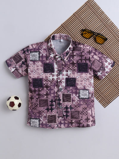 Boys Cotton Blend Printed Half Sleeves Shirt