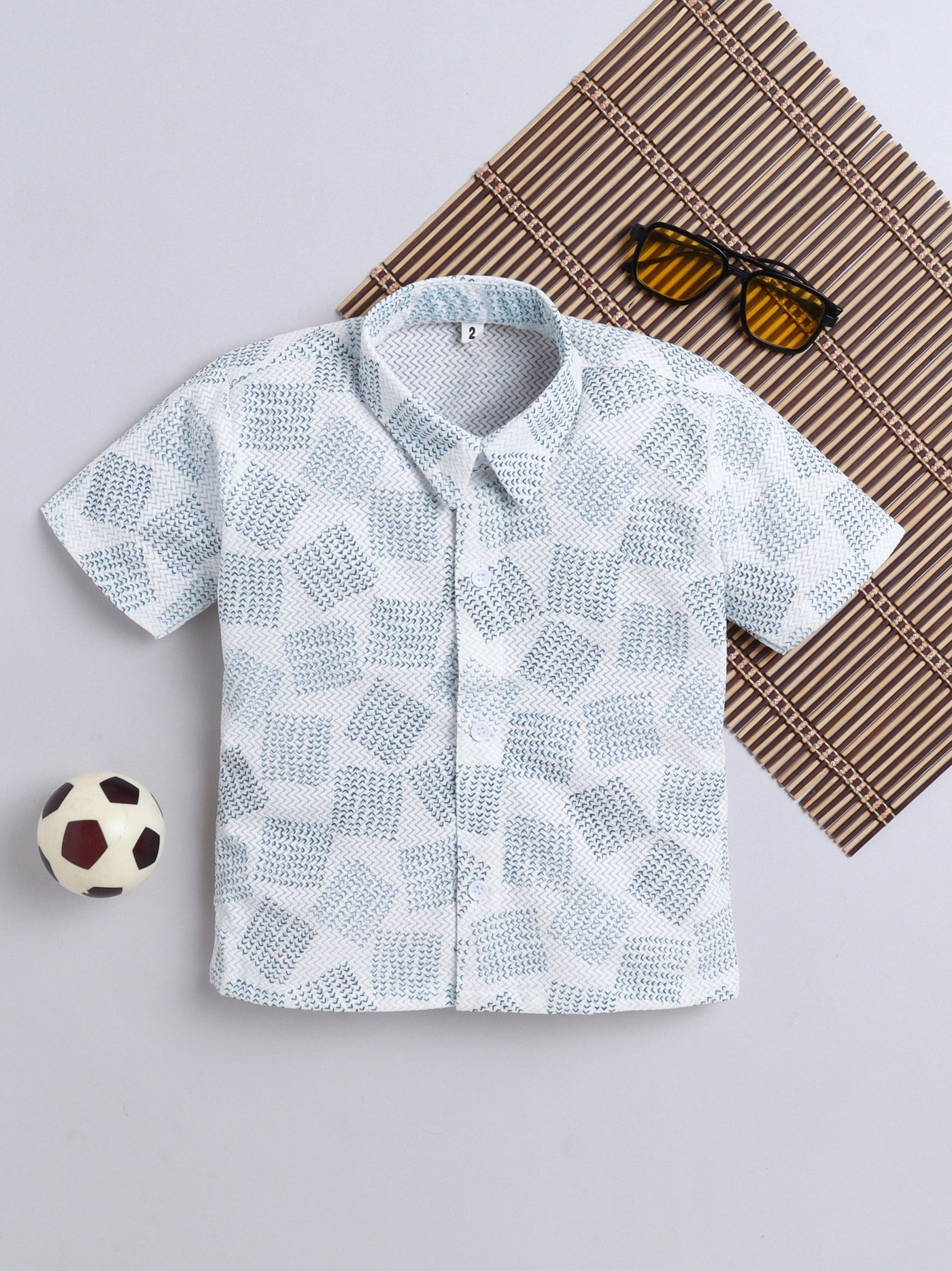 Boys Cotton Blend Printed Half Sleeves Shirt
