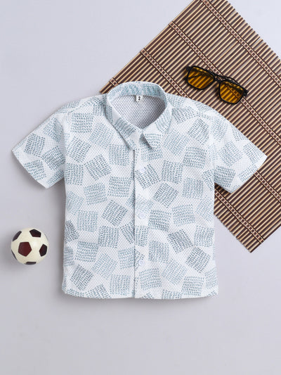 Boys Cotton Blend Printed Half Sleeves Shirt