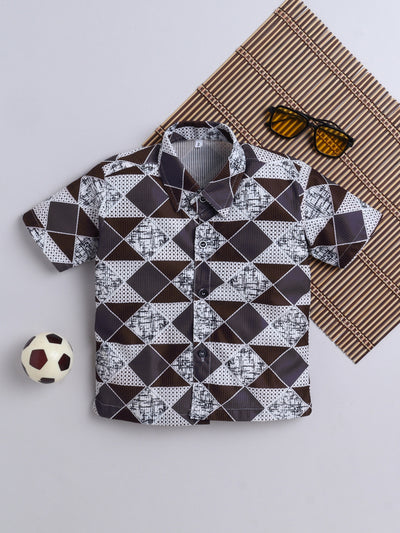 Boys Cotton Blend Printed Half Sleeves Shirt