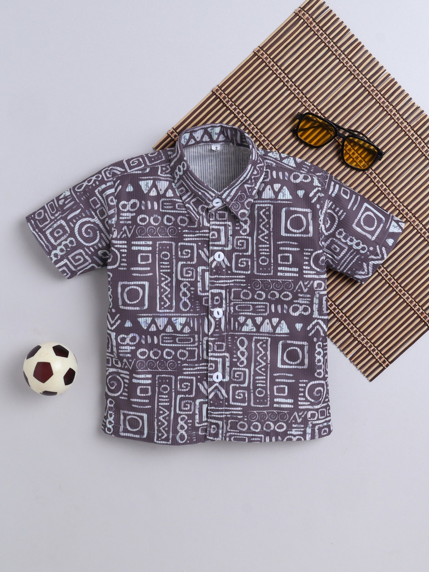 Boys Cotton Blend Printed Half Sleeves Shirt