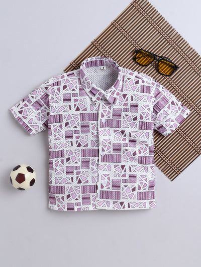 Boys Cotton Blend Printed Half Sleeves Shirt