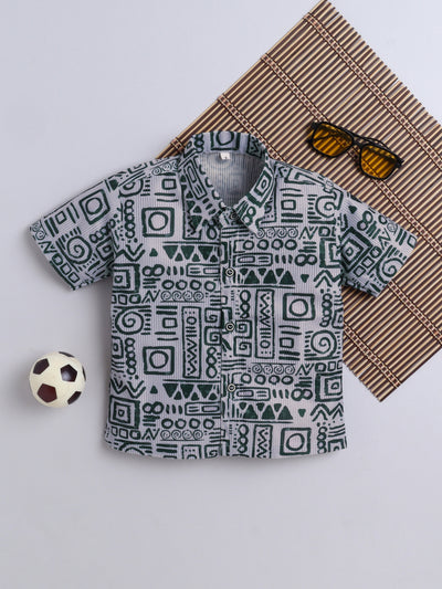 Boys Cotton Blend Printed Half Sleeves Shirt