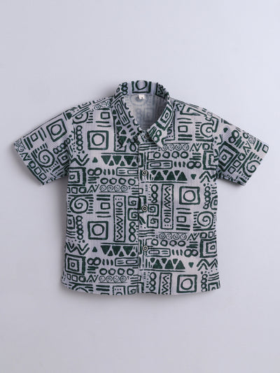 Boys Cotton Blend Printed Half Sleeves Shirt