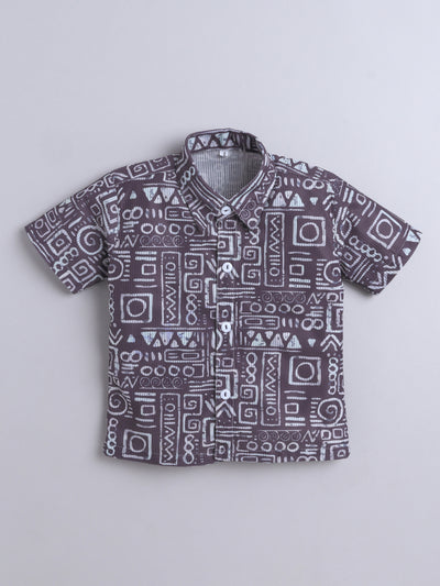 Boys Cotton Blend Printed Half Sleeves Shirt