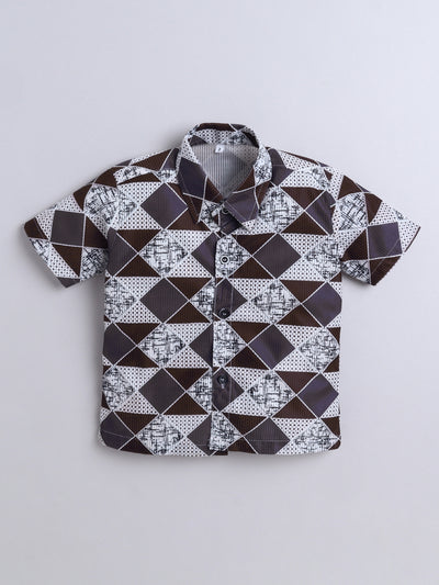 Boys Cotton Blend Printed Half Sleeves Shirt