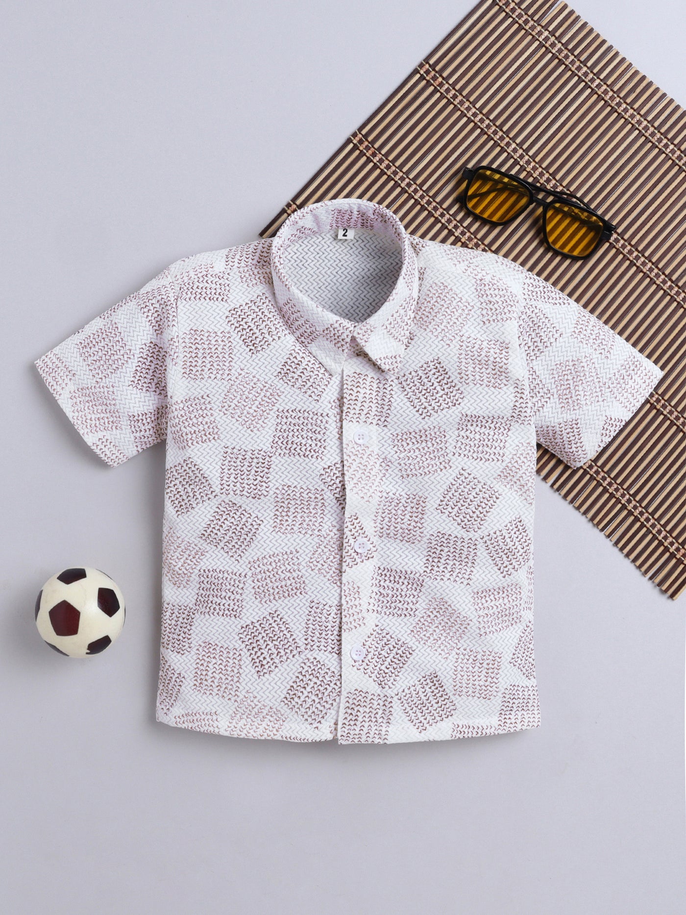 Boys Cotton Blend Printed Half Sleeves Shirt