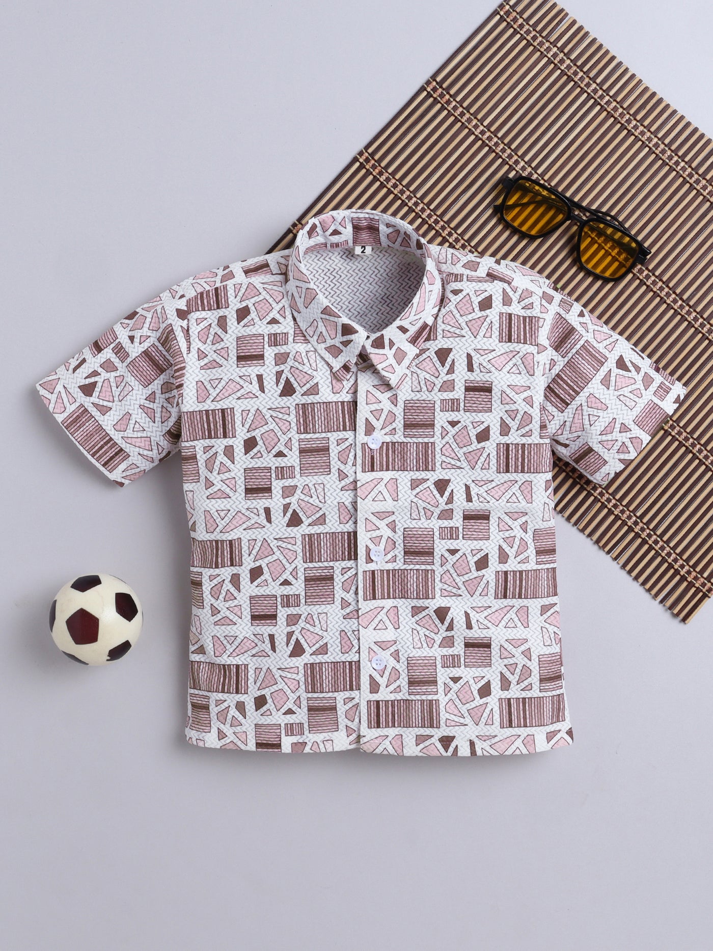 Boys Cotton Blend Printed Half Sleeves Shirt