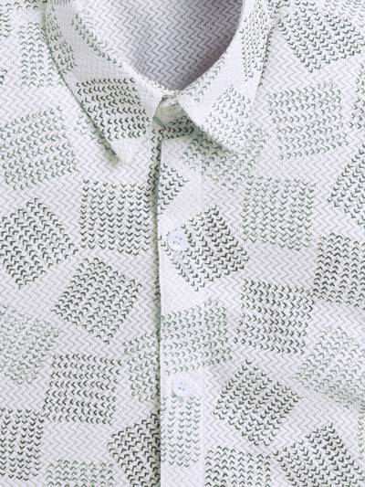 Boys Cotton Blend Printed Half Sleeves Shirt