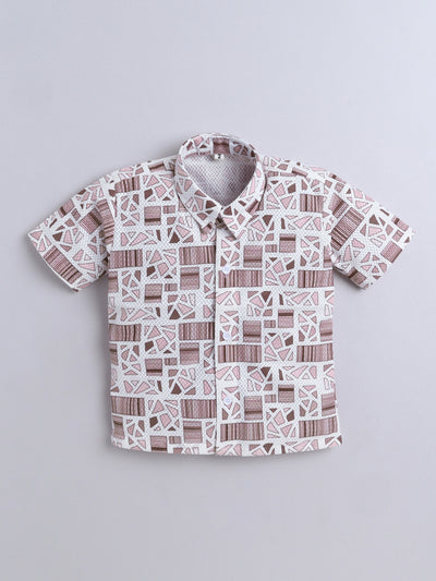 Boys Cotton Blend Printed Half Sleeves Shirt