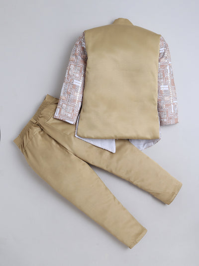 Boys Abstract Geometric Pattern With zari & Sequins Work Sherwani Set