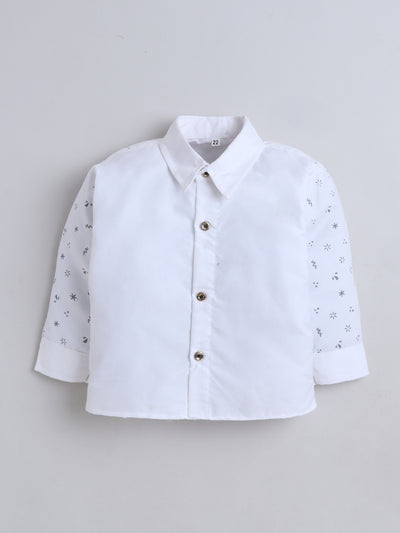 Boys Geometric Print With Sequins Work 4 Piece Suit Set