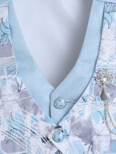 Boys Abstract Print With Embroidery 4 Piece Suit Set