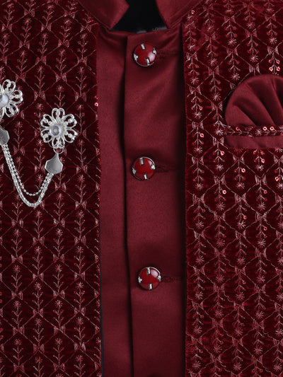 Boys Sequins Embellished Leaf Motifs Sherwani Set
