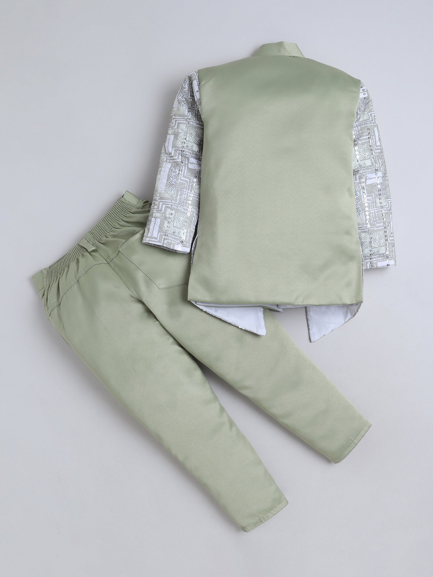 Boys Abstract Geometric Pattern With zari & Sequins Work Sherwani Set