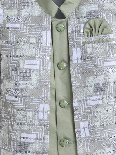 Boys Abstract Geometric Pattern With zari & Sequins Work Sherwani Set