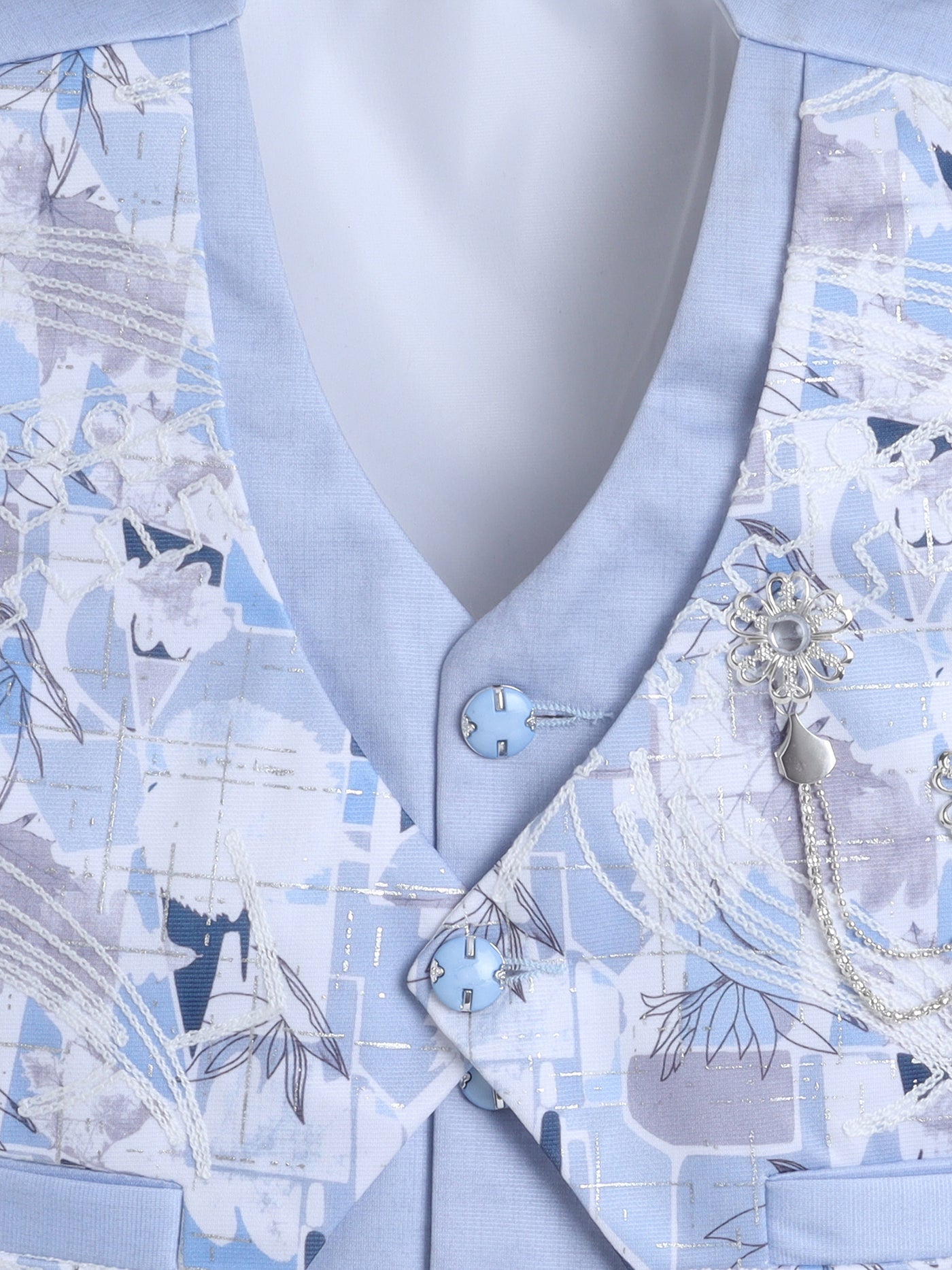 Boys Abstract Print With Embroidery 4 Piece Suit Set