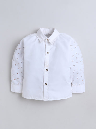 Boys Geometric Print With Sequins Work 4 Piece Suit Set