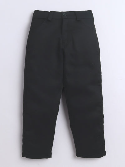 Boys Striped Shirt & Trouser Set With Printed T-shirt