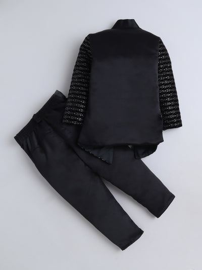 Boys Sequins Embellished Leaf Motifs Sherwani Set