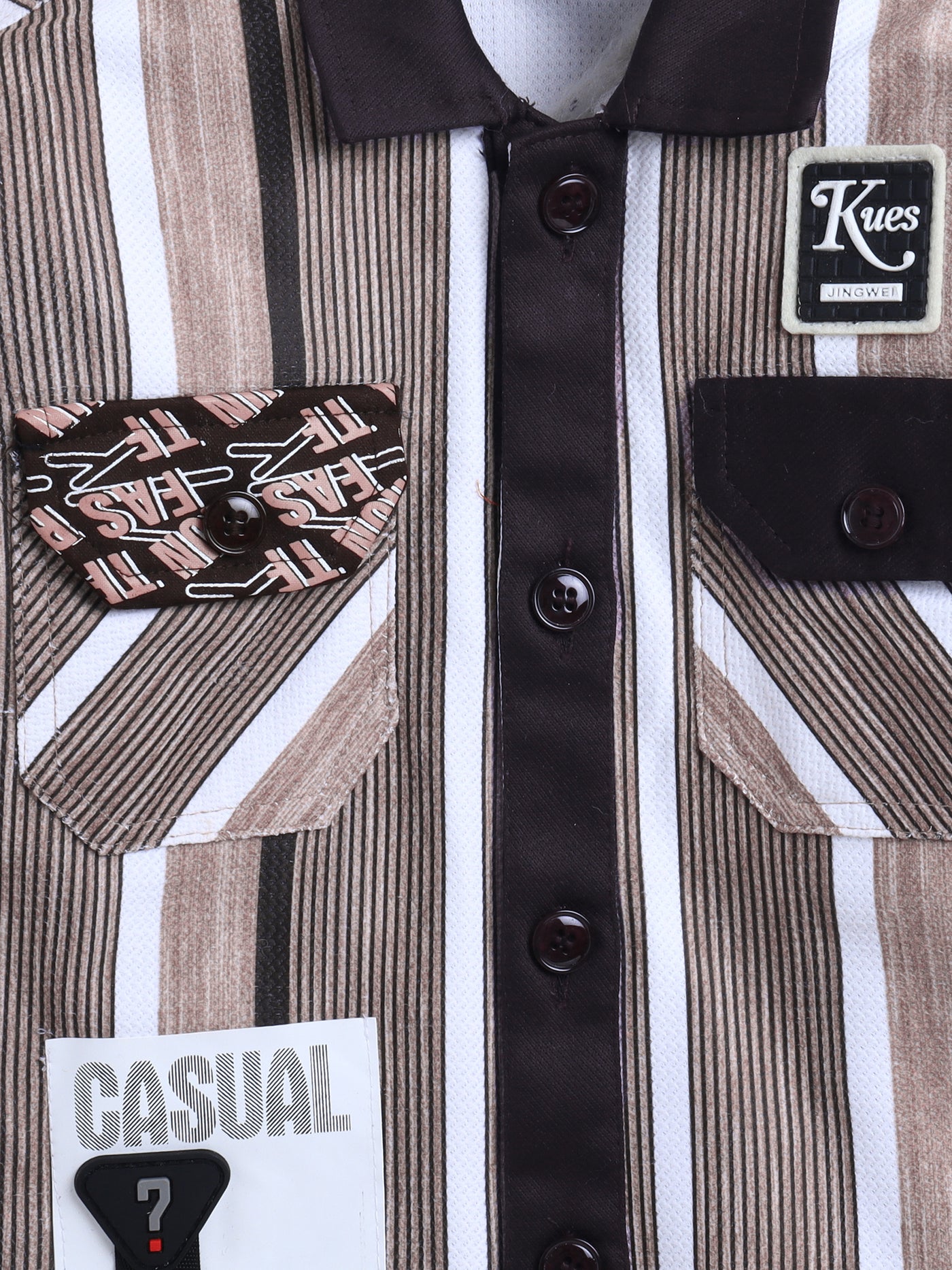 Boys Striped Shirt & Trouser Set With Printed T-shirt