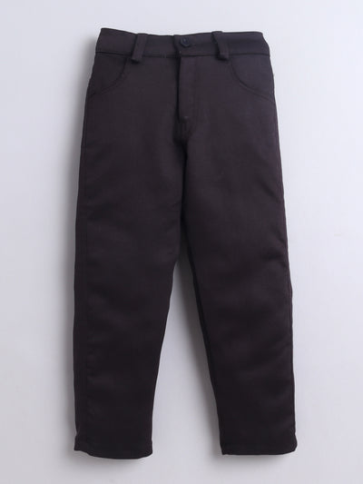 Boys Striped Shirt & Trouser Set With Printed T-shirt