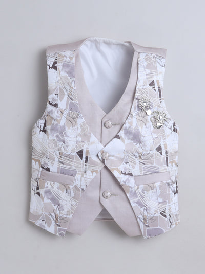 Boys Abstract Print With Embroidery 4 Piece Suit Set