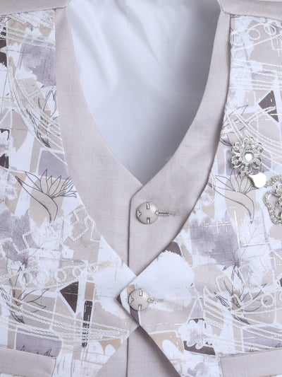 Boys Abstract Print With Embroidery 4 Piece Suit Set