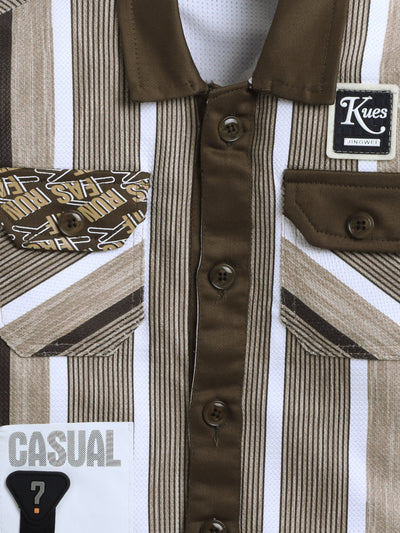 Boys Striped Shirt & Trouser Set With Printed T-shirt