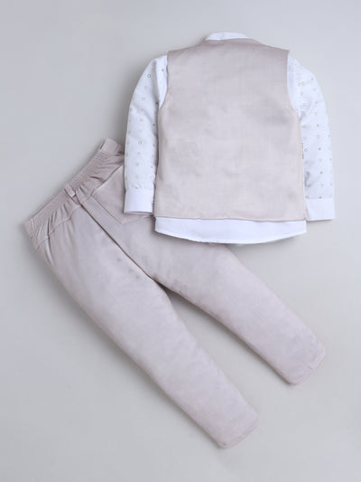 Boys Abstract Print With Embroidery 4 Piece Suit Set