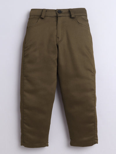 Boys Striped Shirt & Trouser Set With Printed T-shirt