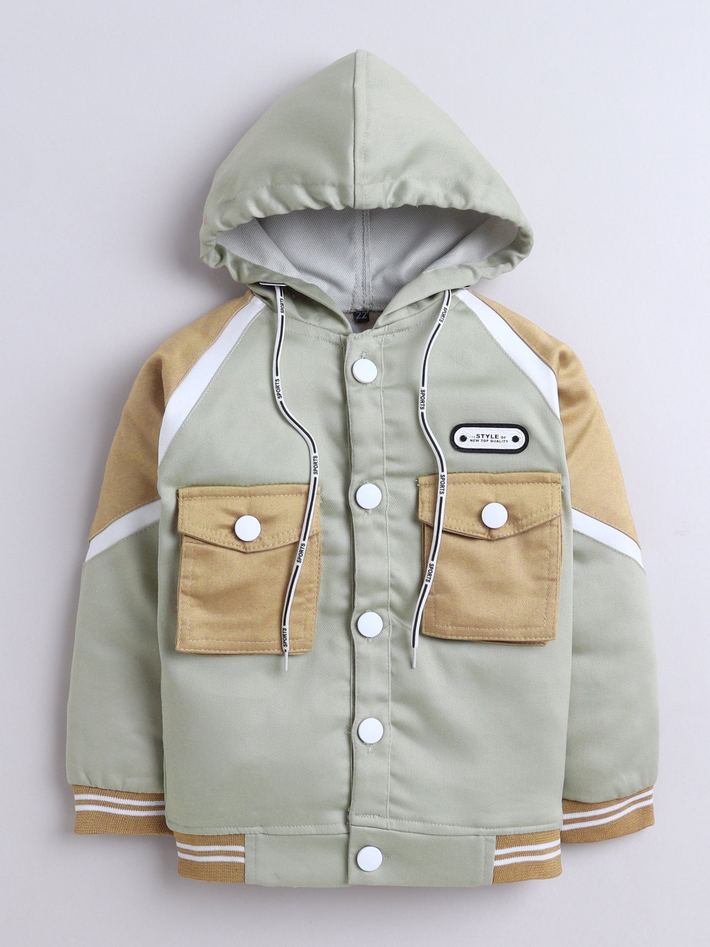 Boys Color-block Hooded Jacket & Trouser Set With Printed T-shirt