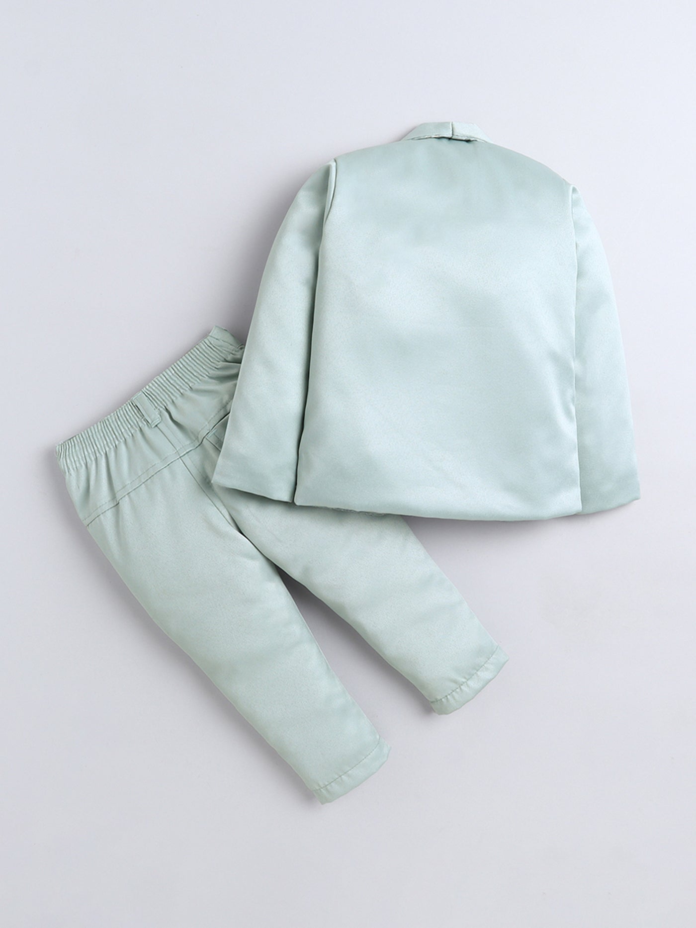 Boys Jacquard Leaf Motifs 3 Piece Suit Set With Bow