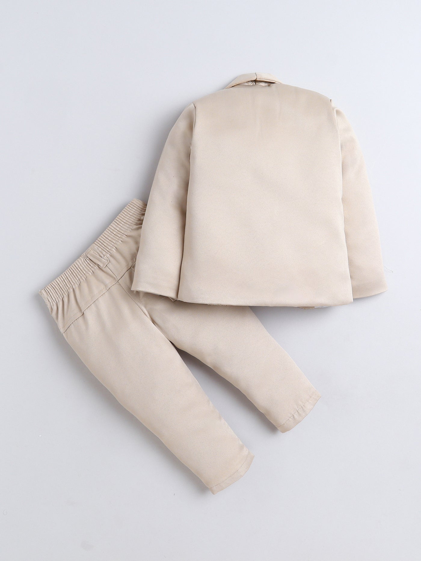 Boys Jacquard Leaf Motifs 3 Piece Suit Set With Bow